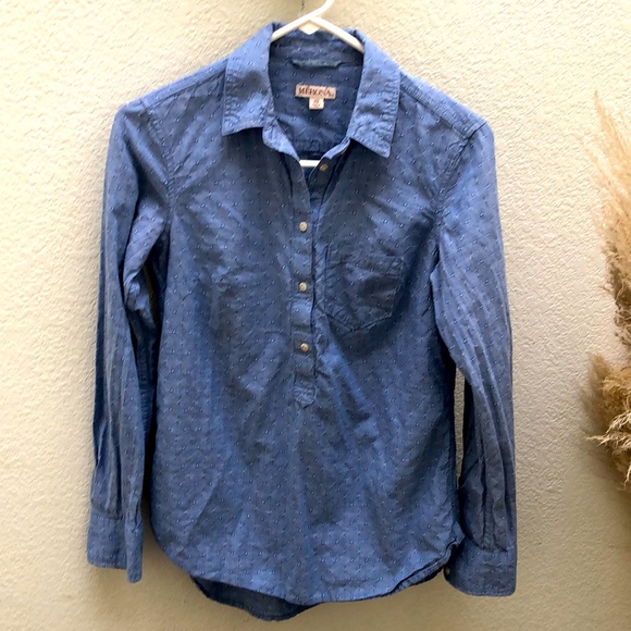 Merona | Women's Swiss dot button front long sleeve shirt - Picture 6 of 11